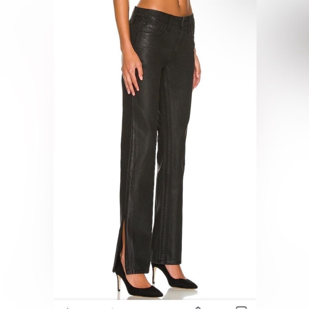 GRLFRND Black Boot Cut Jeans low rise Slim Boot with Slit The Hailey Coated 28